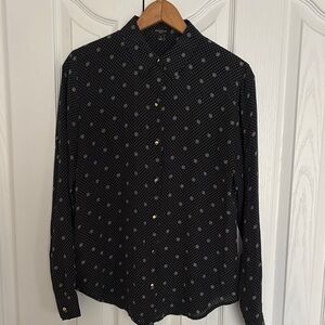 Ann Taylor Black and White Casual Button Down Shirt